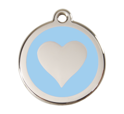 médaille chat : motif coeur bleu